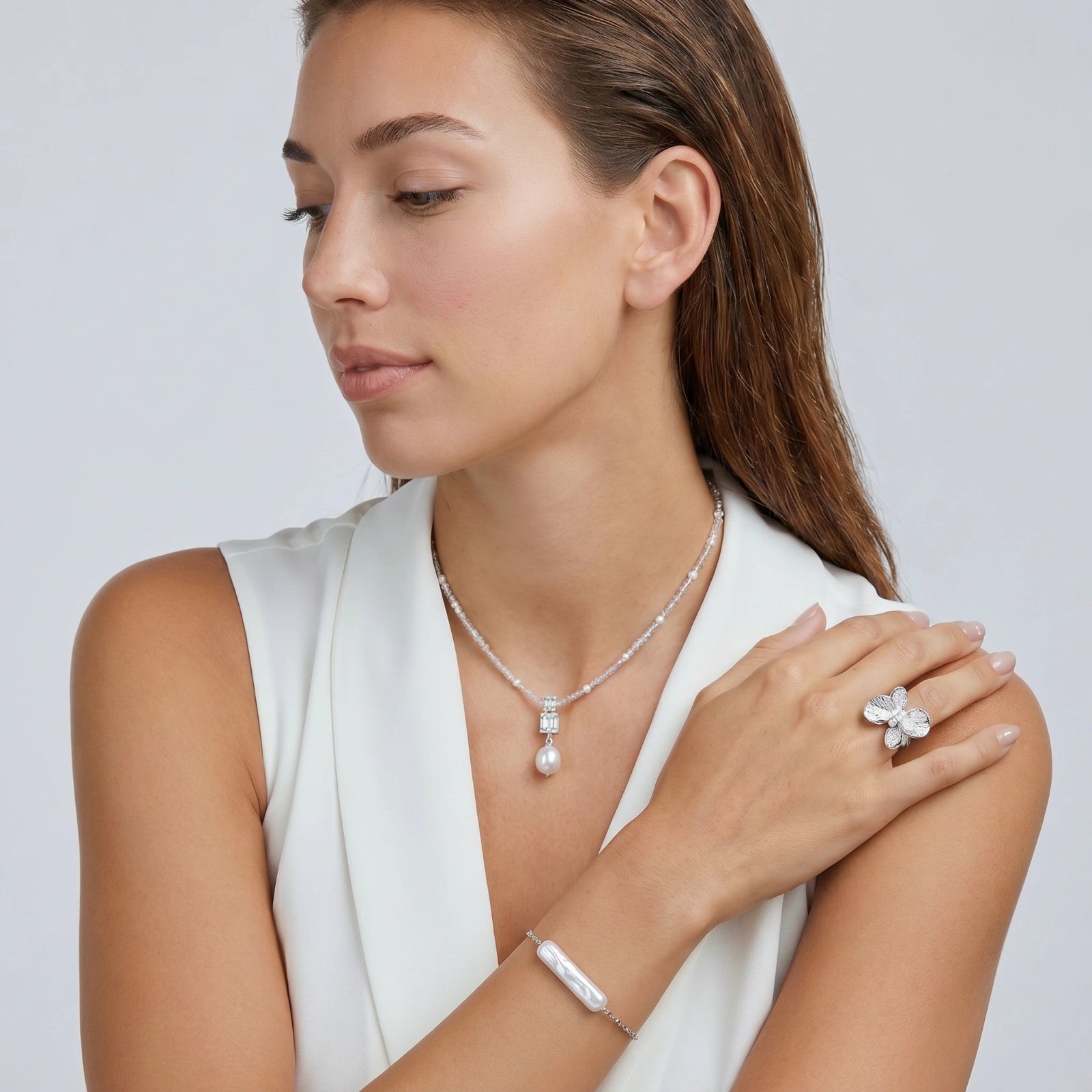 Lavender Dreams Pearl Necklace by AlbaLuxe