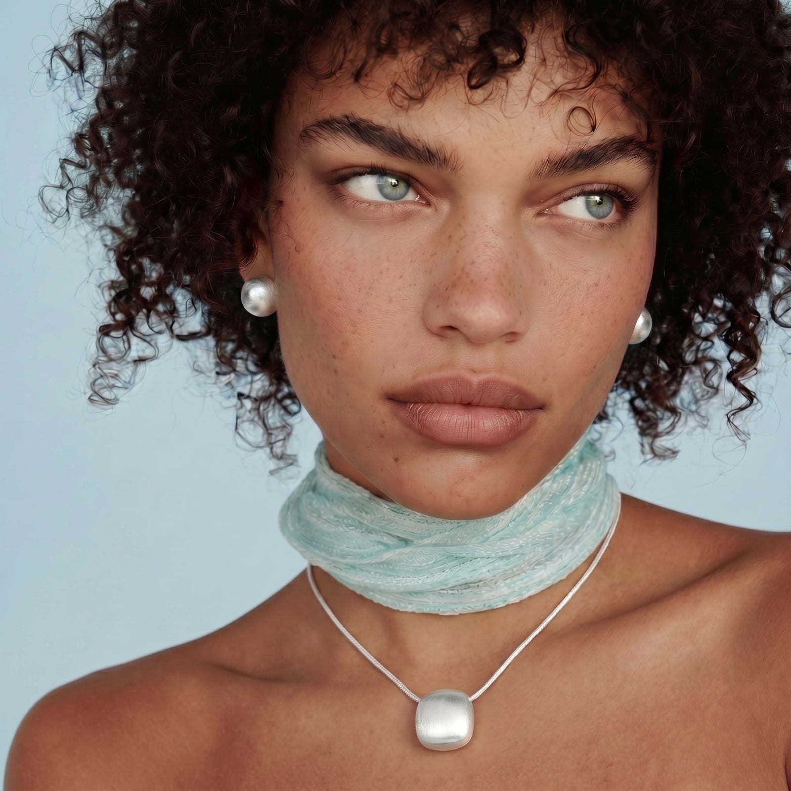 Brushed Silver Disc Necklace by AlbaLuxe
