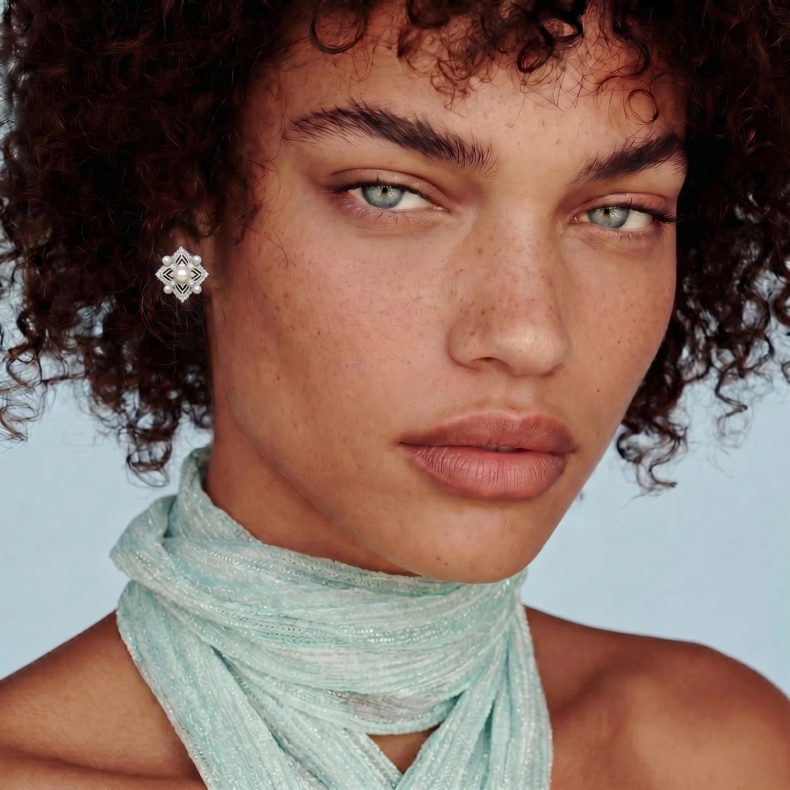 Celestial Pearl Cross Studs by AlbaLuxe