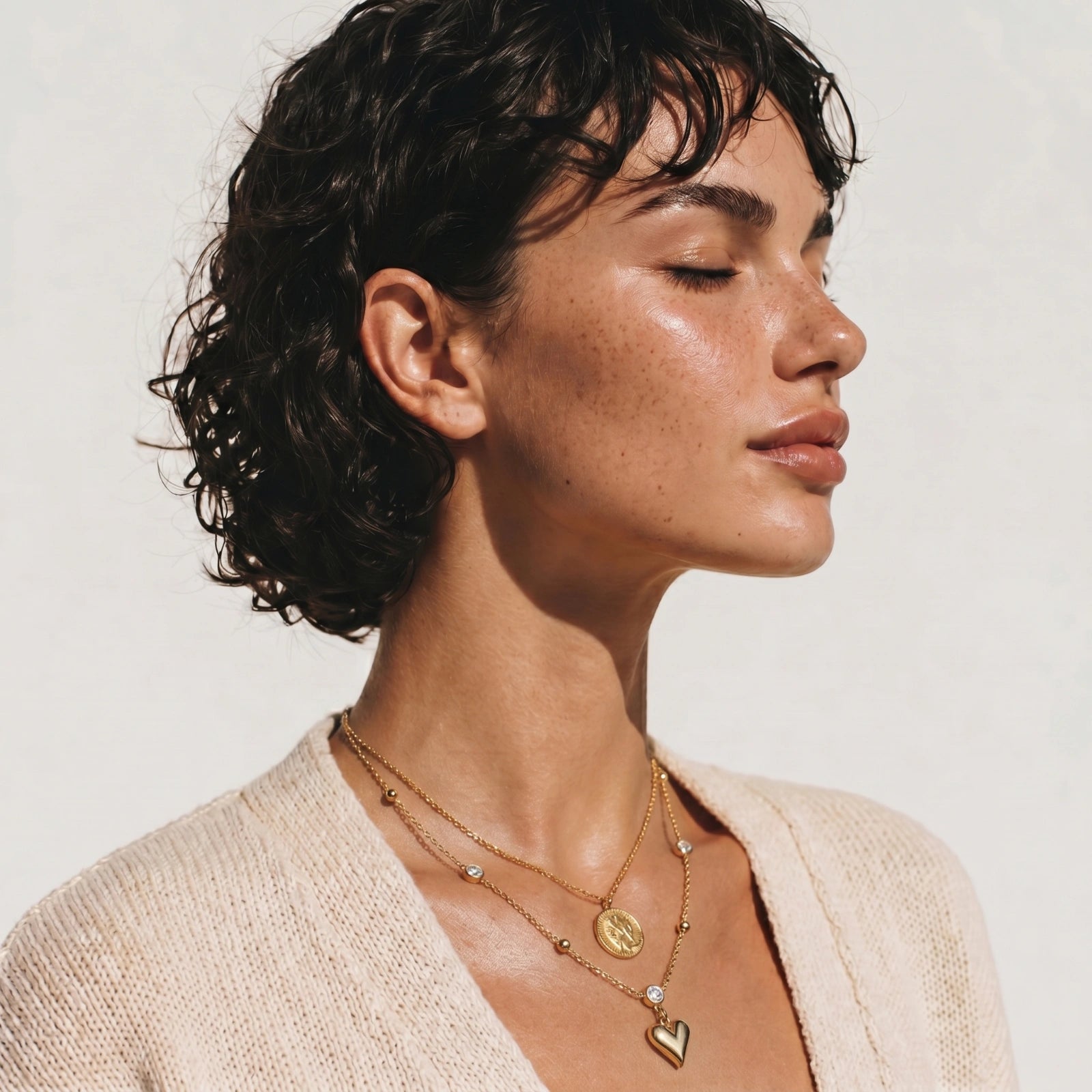 Crystal Heart Charm Necklace by AlbaLuxe