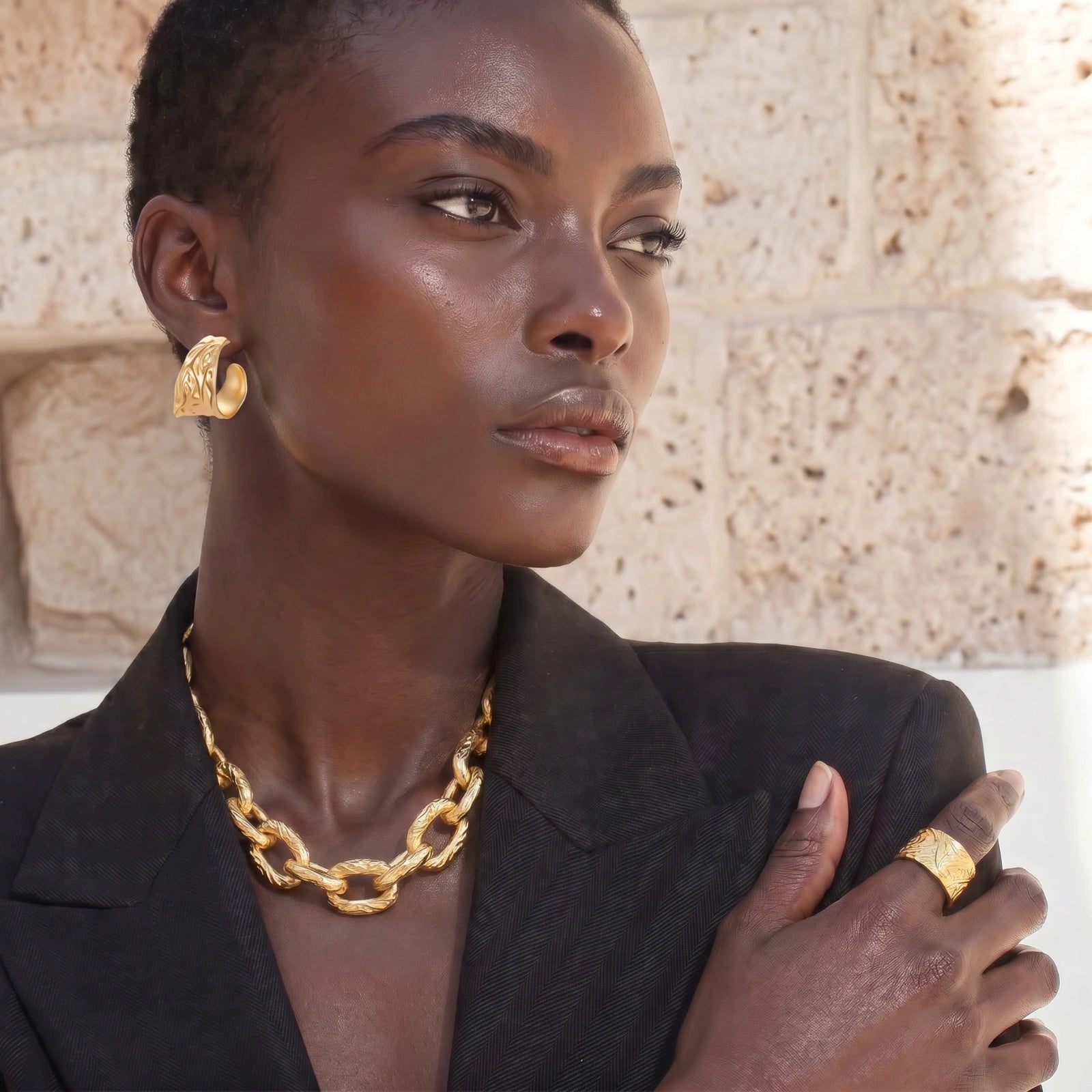 Molten Texture Hoops by AlbaLuxe