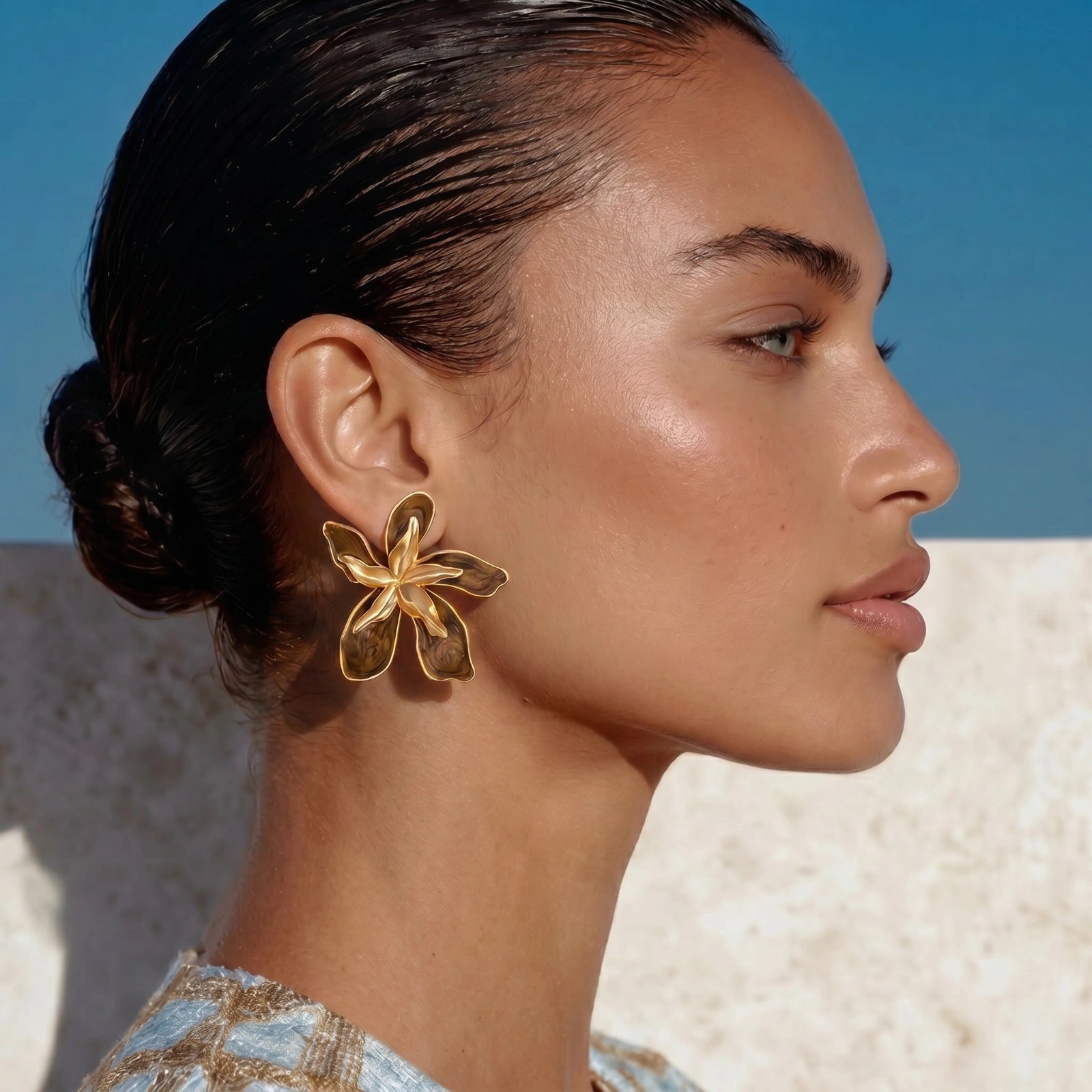 Golden Petal Statement Earrings by AlbaLuxe