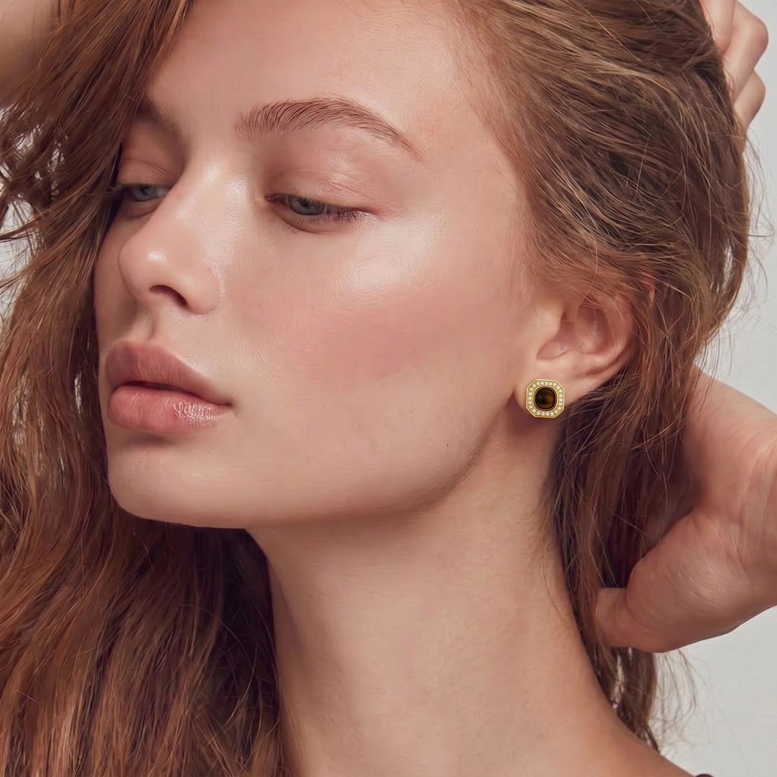 Golden Octagon Studs by AlbaLuxe
