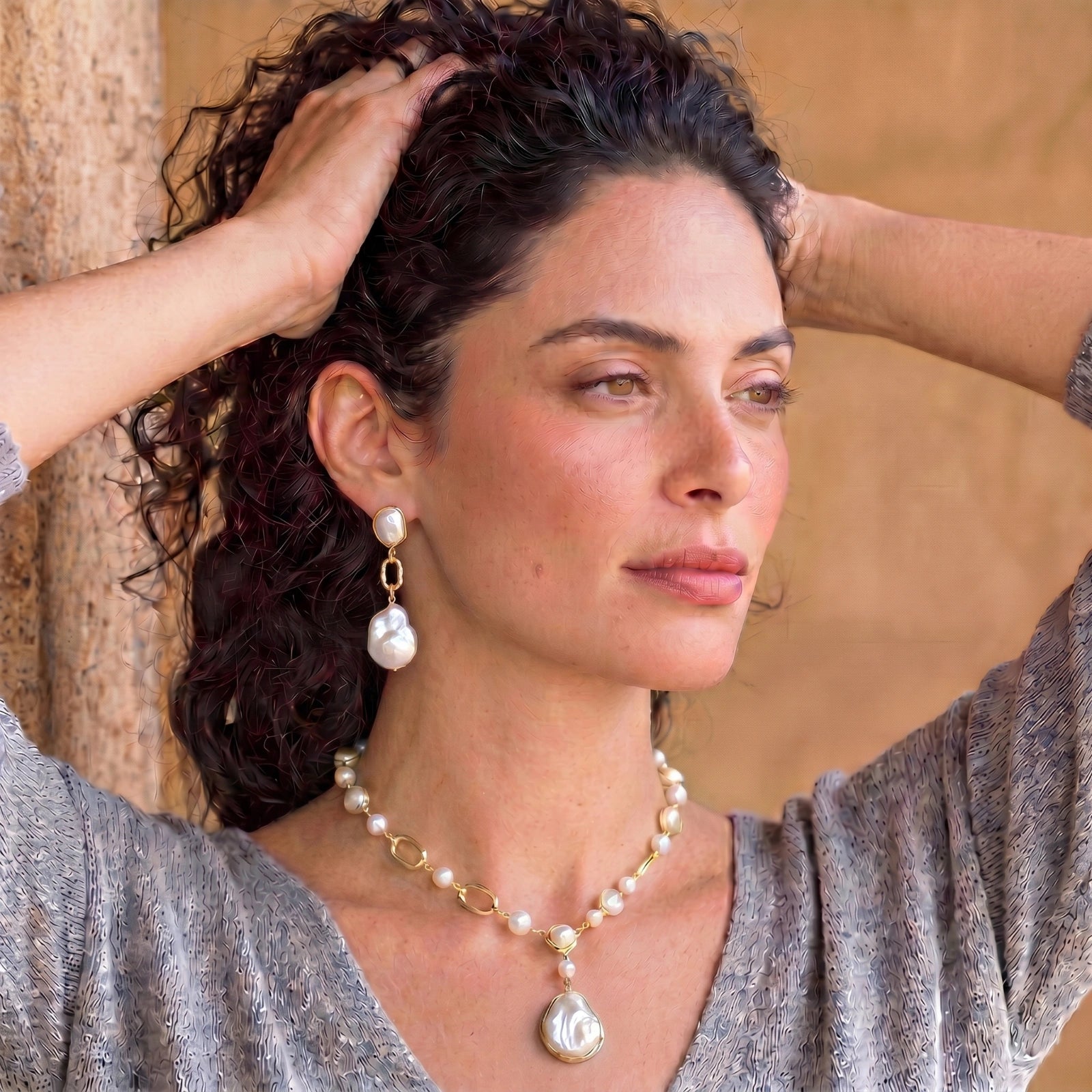 Lumina Pearl Station Necklace by AlbaLuxe