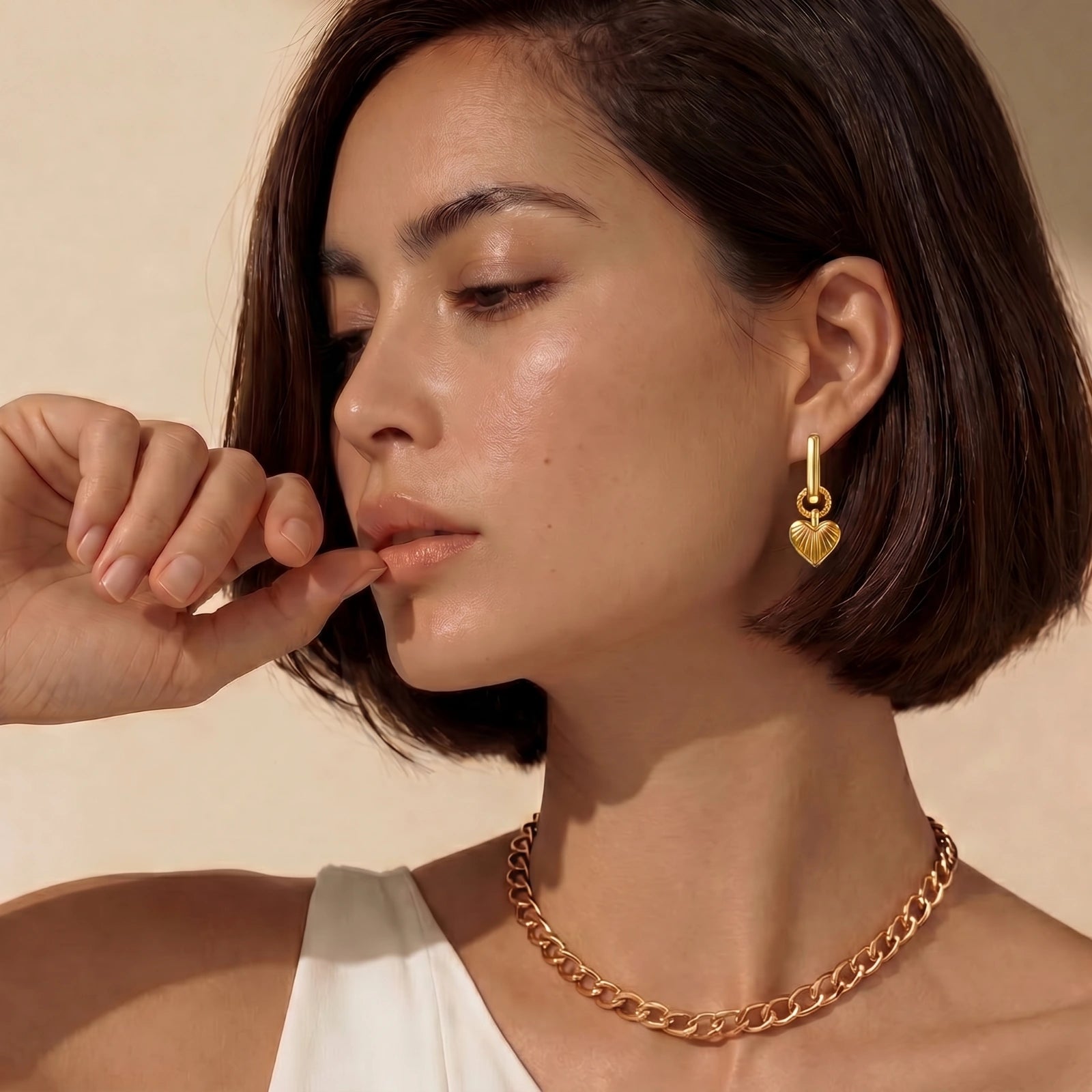 Sunburst Heart Huggie Earrings by AlbaLuxe