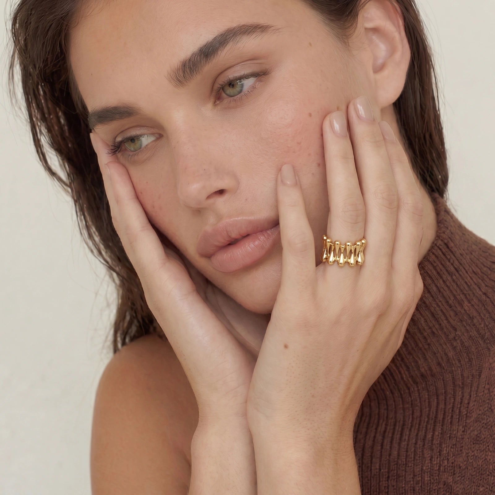 Golden Rope Sculpture Ring by AlbaLuxe