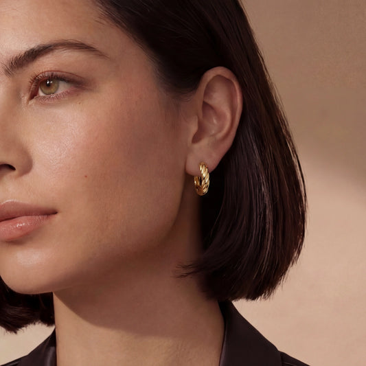Twisted Gold Huggie Hoops AlbaLuxe