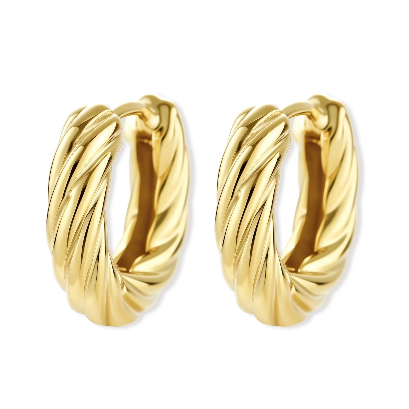 Twisted Gold Huggie Hoops AlbaLuxe