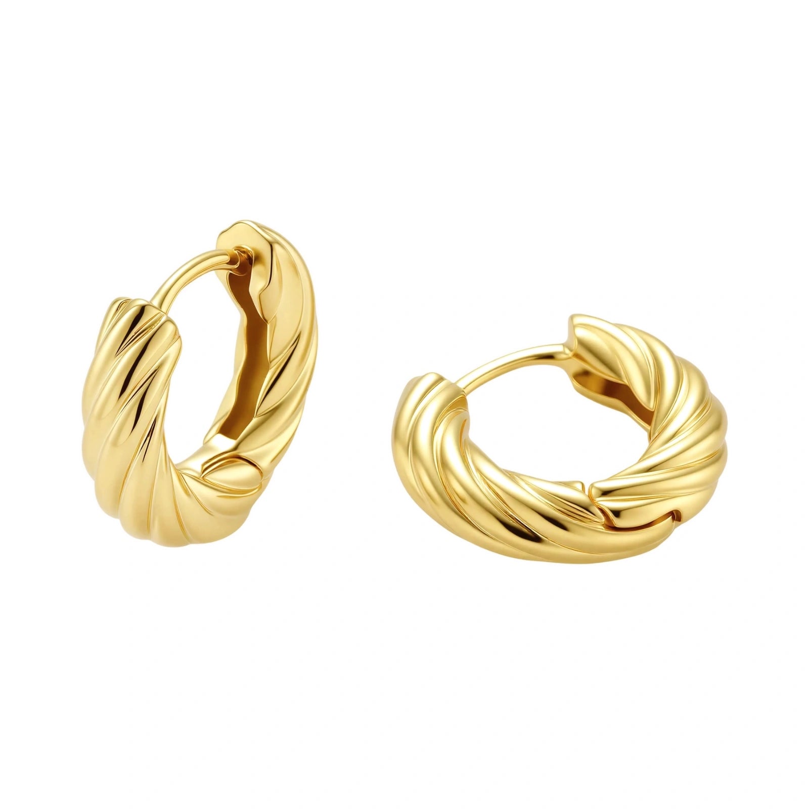 Twisted Gold Huggie Hoops AlbaLuxe