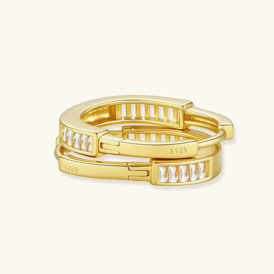 Golden Hour Huggie Hoops by AlbaLuxe - 14K Gold Plated Sterling Silver AlbaLuxe