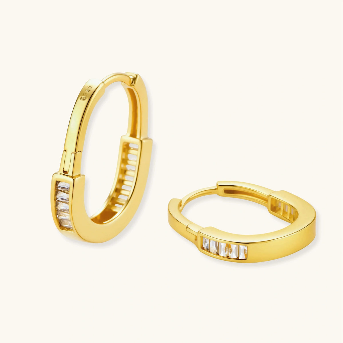 Golden Hour Huggie Hoops by AlbaLuxe - 14K Gold Plated Sterling Silver AlbaLuxe