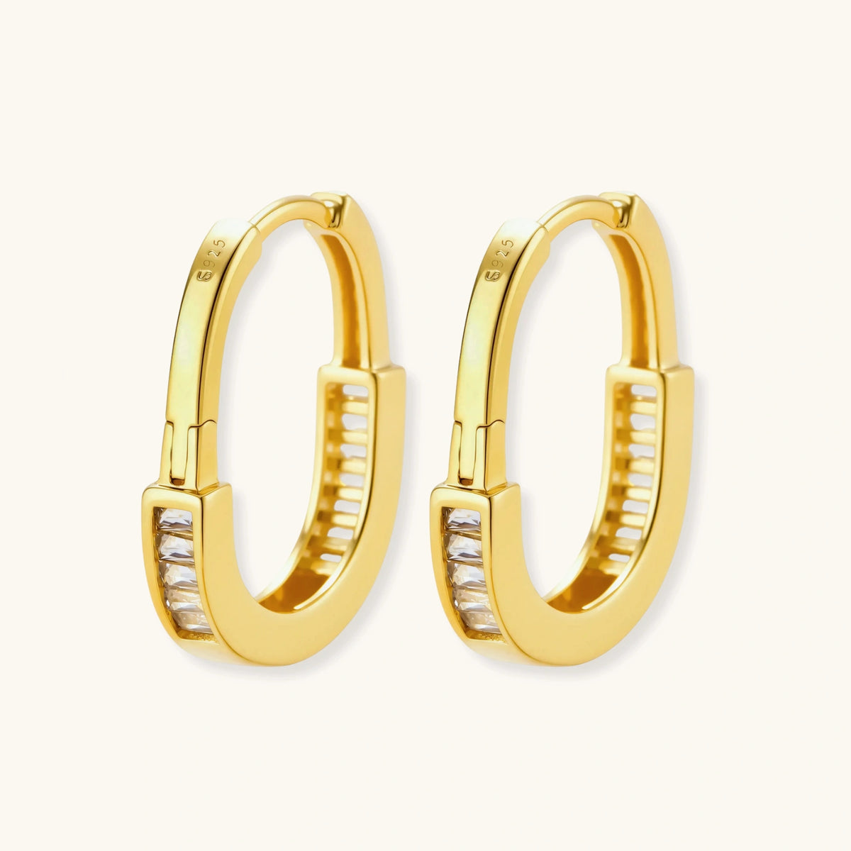 Golden Hour Huggie Hoops by AlbaLuxe - 14K Gold Plated Sterling Silver AlbaLuxe