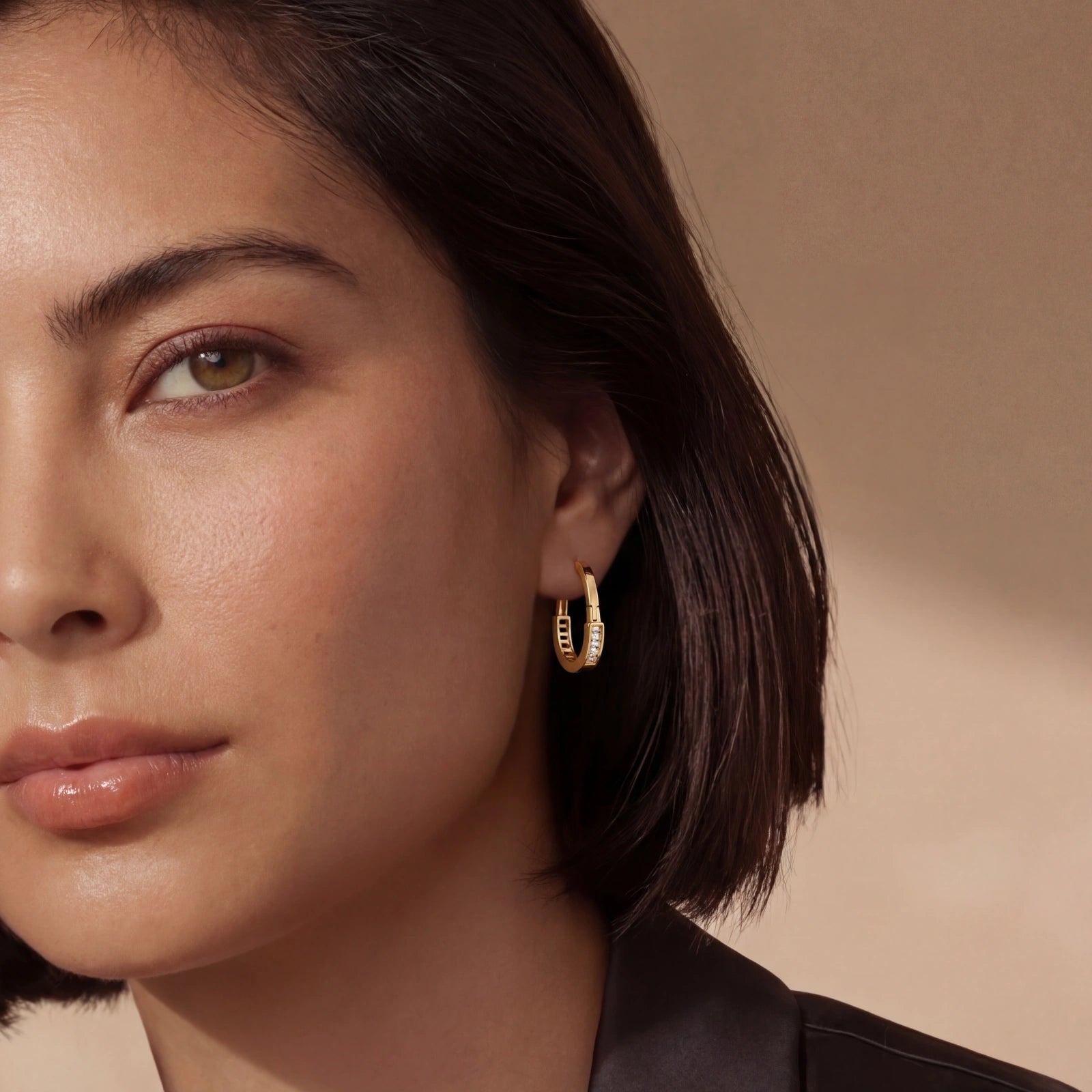 Golden Hour Huggie Hoops by AlbaLuxe - 14K Gold Plated Sterling Silver AlbaLuxe
