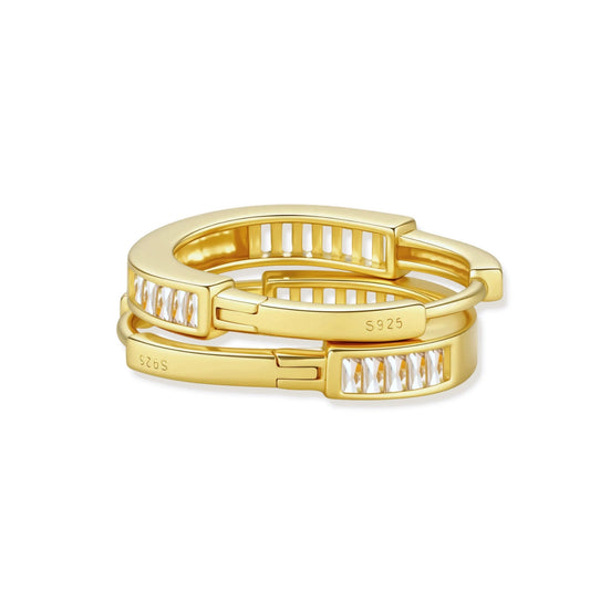 Golden Hour Huggie Hoops by AlbaLuxe - 14K Gold Plated Sterling Silver AlbaLuxe
