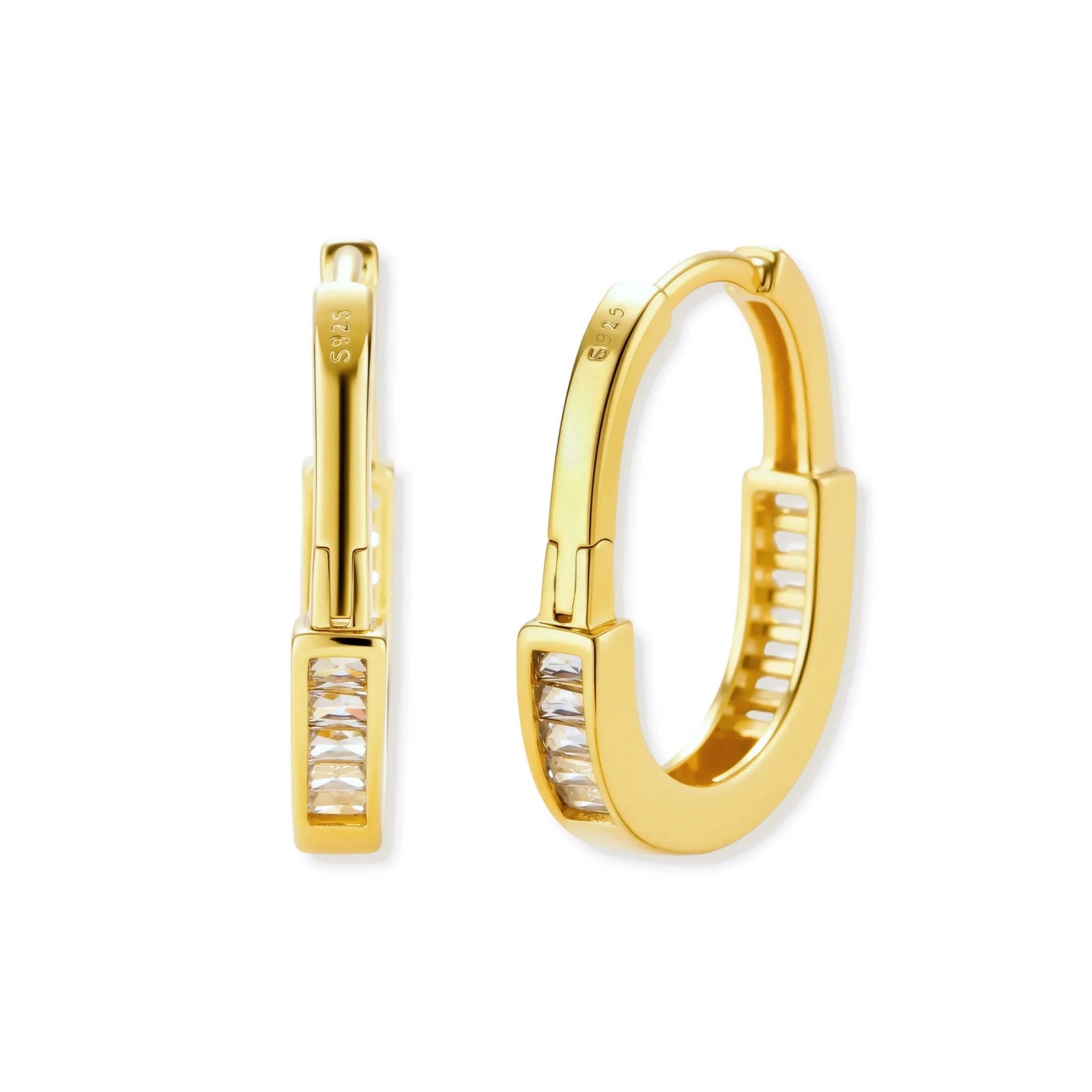 Golden Hour Huggie Hoops by AlbaLuxe - 14K Gold Plated Sterling Silver AlbaLuxe