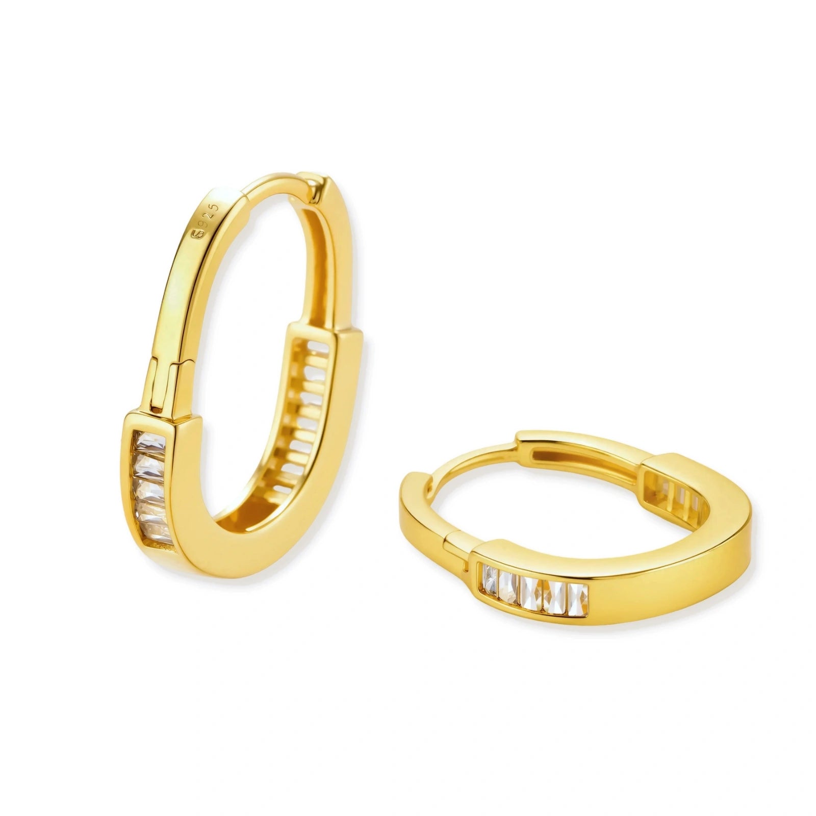 Golden Hour Huggie Hoops by AlbaLuxe - 14K Gold Plated Sterling Silver AlbaLuxe