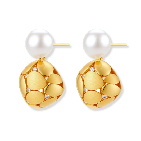 Petal Drop Pearl Earrings by AlbaLuxe AlbaLuxe