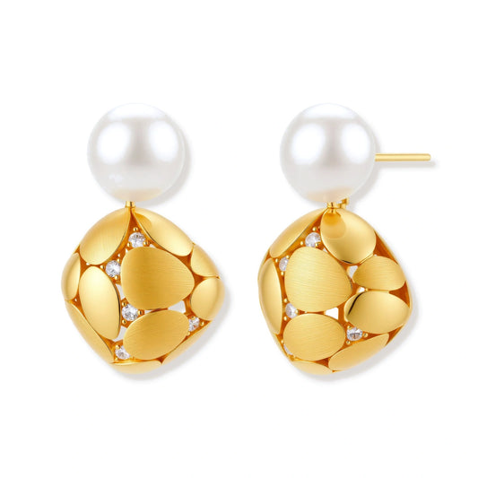 Petal Drop Pearl Earrings by AlbaLuxe AlbaLuxe