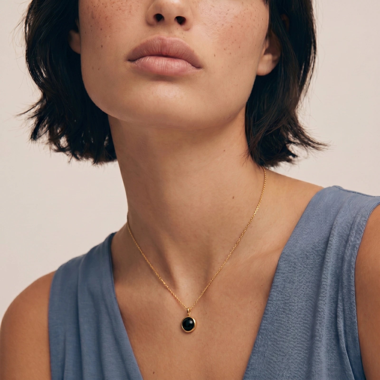 Midnight Agate Circle Necklace by AlbaLuxe
