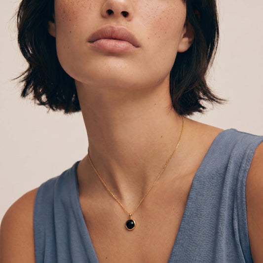 Midnight Agate Circle Necklace by AlbaLuxe