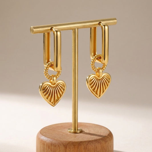 Sunburst Heart Huggie Earrings by AlbaLuxe