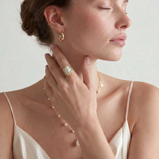 Baroque Pearl Crown Ring by AlbaLuxe