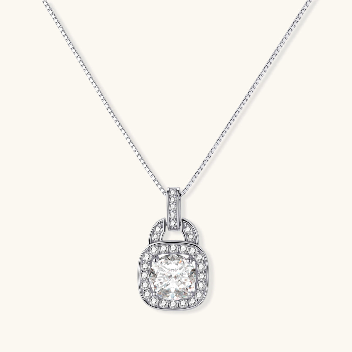 Cushion Halo Moissanite Necklace by AlbaLuxe AlbaLuxe