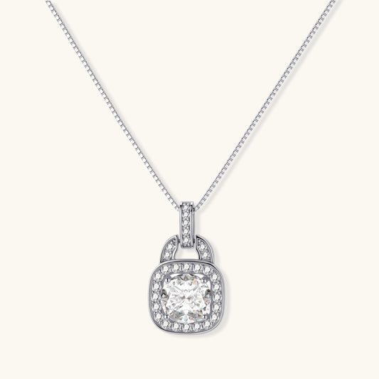 Cushion Halo Moissanite Necklace by AlbaLuxe AlbaLuxe