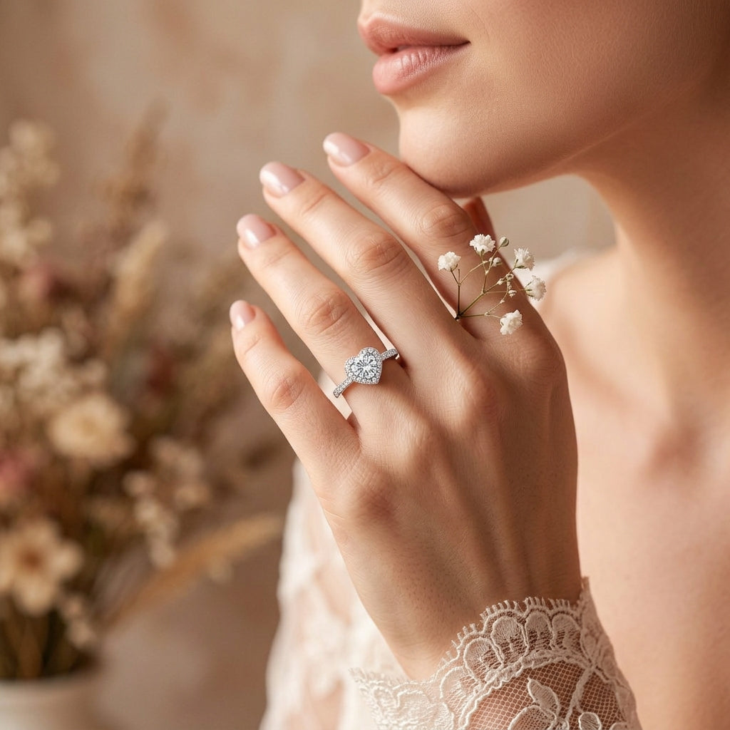 Heart Halo Moissanite Ring by AlbaLuxe AlbaLuxe