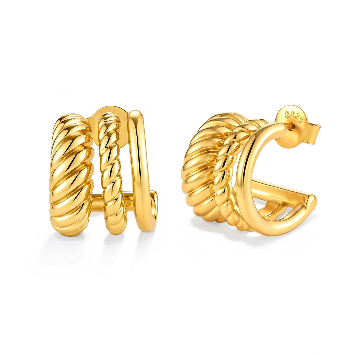 Twisted Triple Hoop Earrings by AlbaLuxe AlbaLuxe