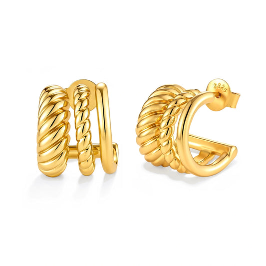 Twisted Triple Hoop Earrings by AlbaLuxe AlbaLuxe