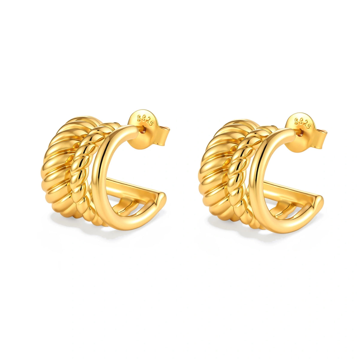 Twisted Triple Hoop Earrings by AlbaLuxe AlbaLuxe