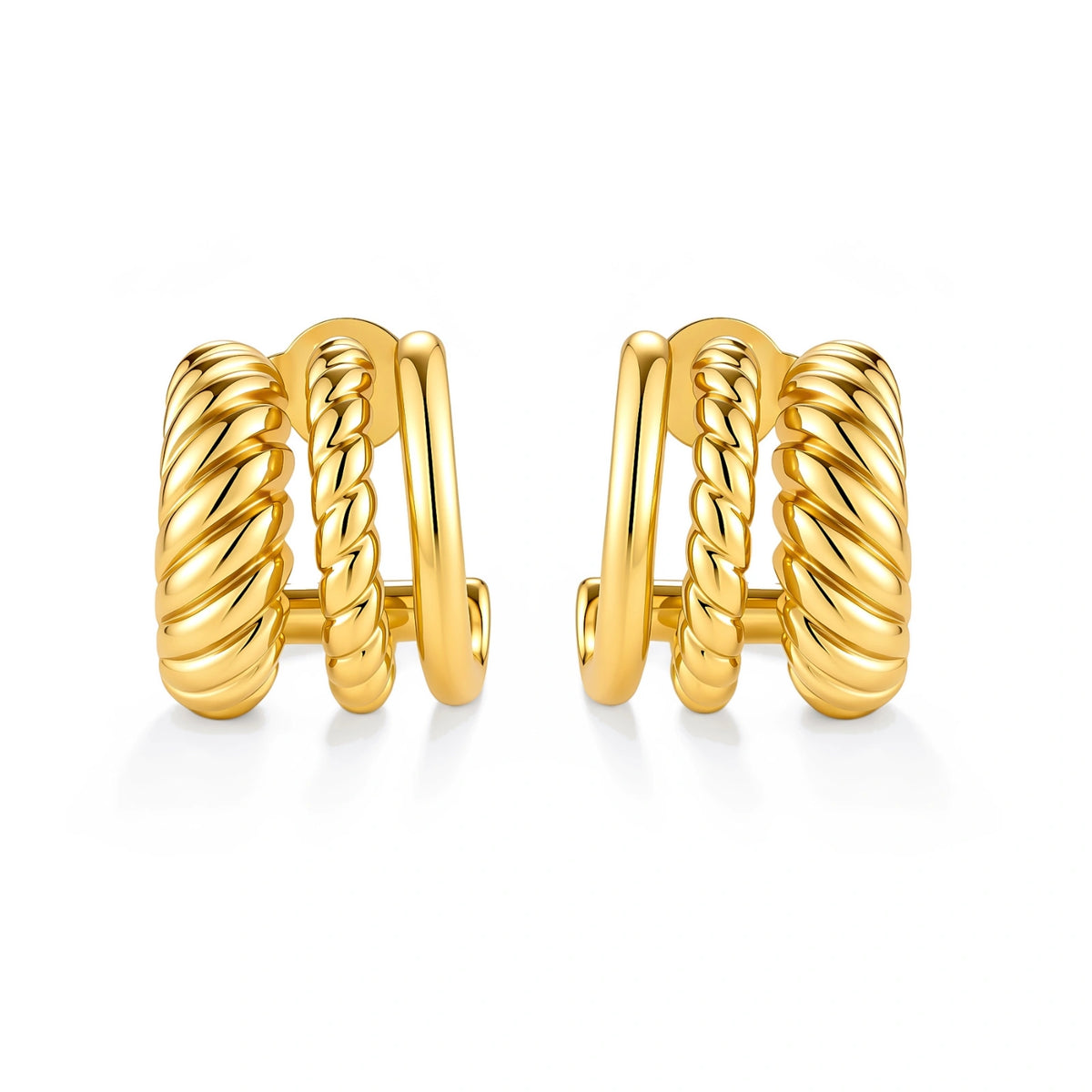 Twisted Triple Hoop Earrings by AlbaLuxe AlbaLuxe