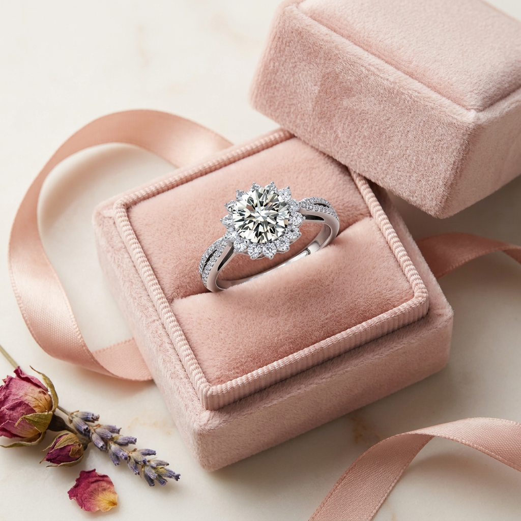 Stellar Halo Moissanite Ring by AlbaLuxe AlbaLuxe
