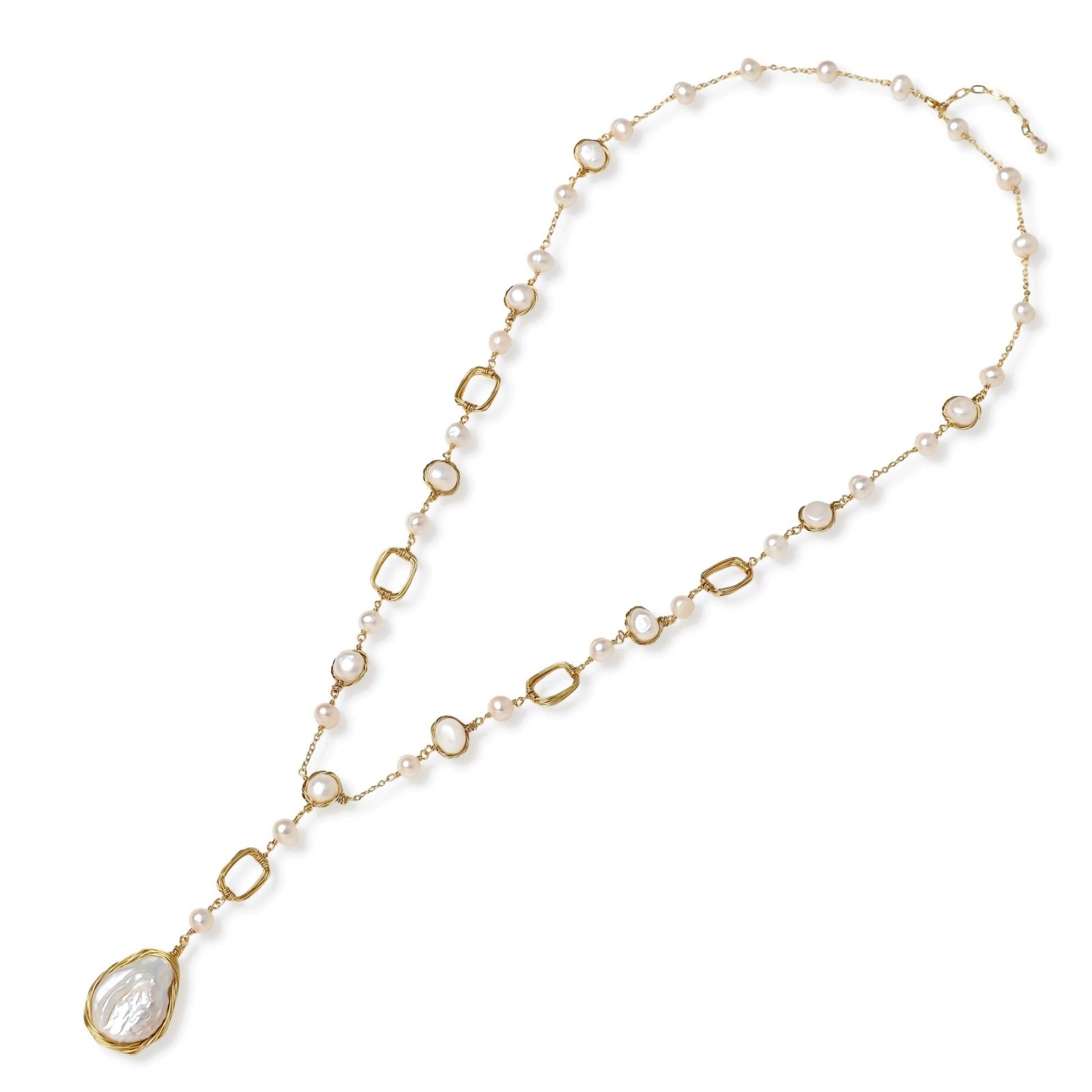 Lumina Pearl Station Necklace by AlbaLuxe