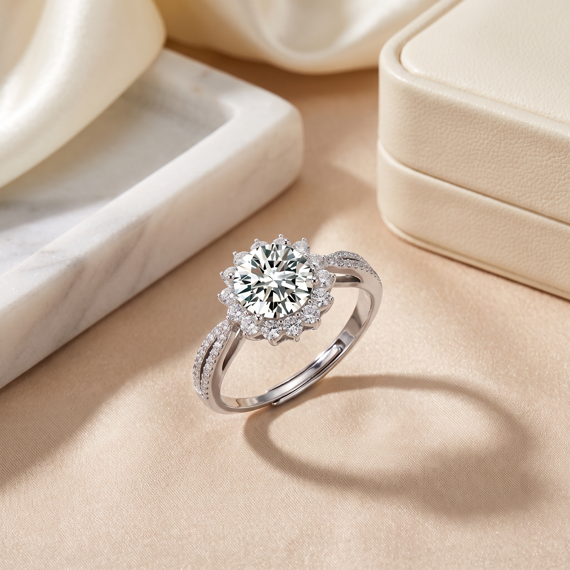 Stellar Halo Moissanite Ring by AlbaLuxe AlbaLuxe