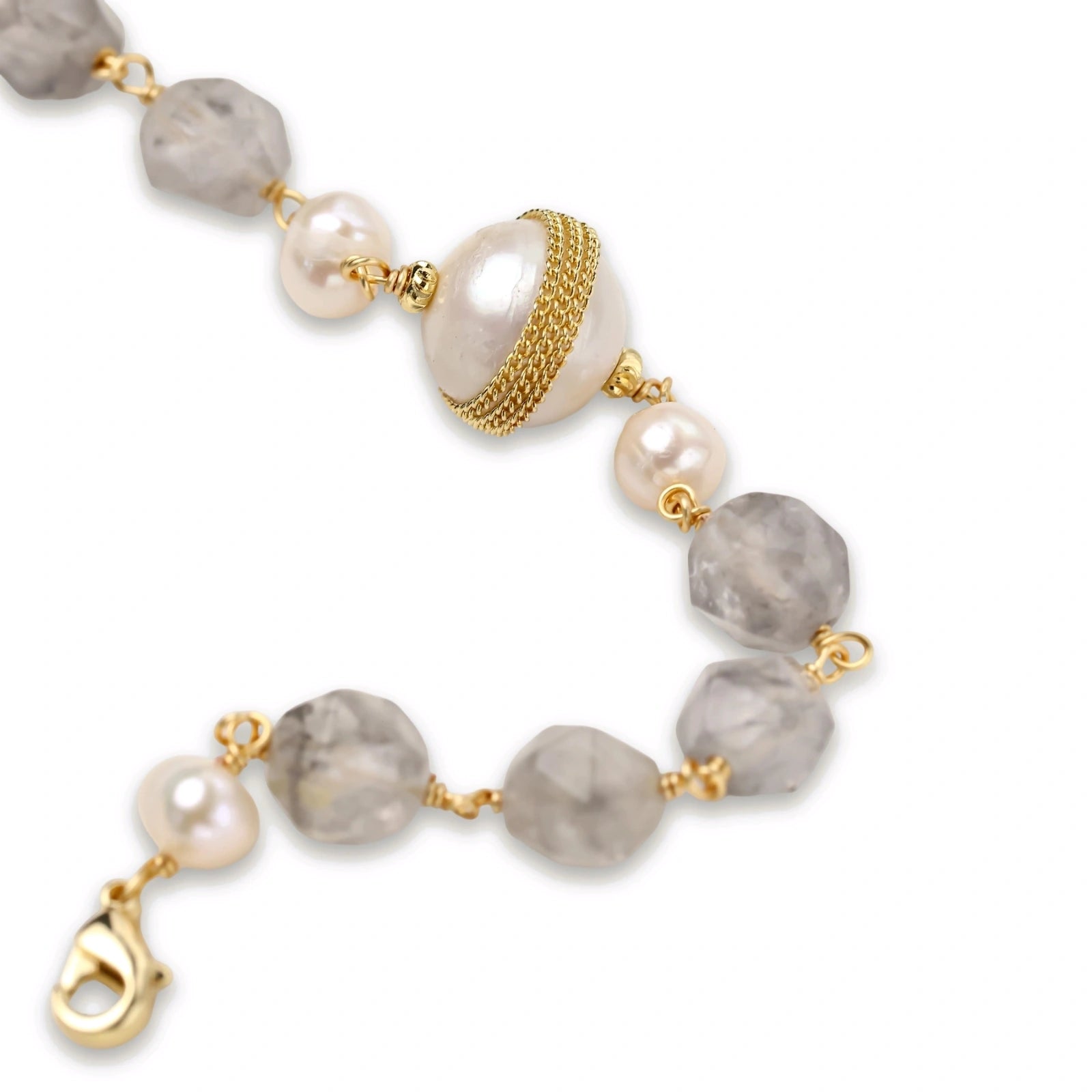Baroque Pearl Crystal Bracelet by AlbaLuxe