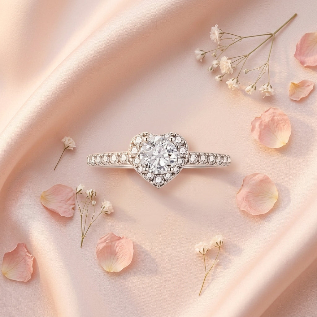 Heart Halo Moissanite Ring by AlbaLuxe AlbaLuxe