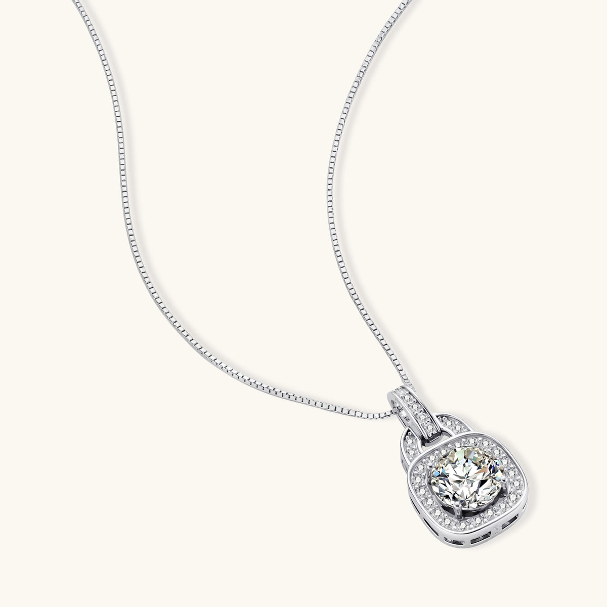 Cushion Halo Moissanite Necklace by AlbaLuxe AlbaLuxe