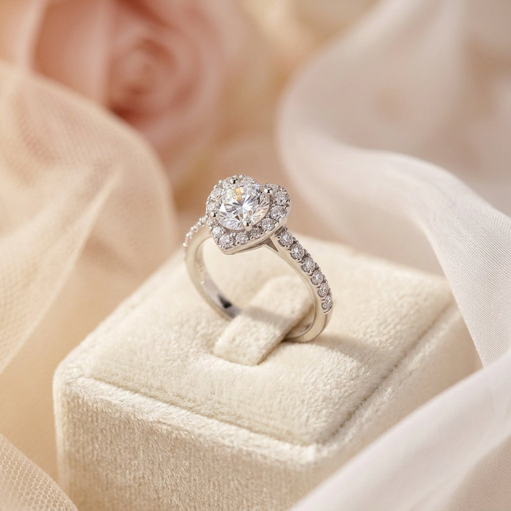 Heart Halo Moissanite Ring by AlbaLuxe AlbaLuxe