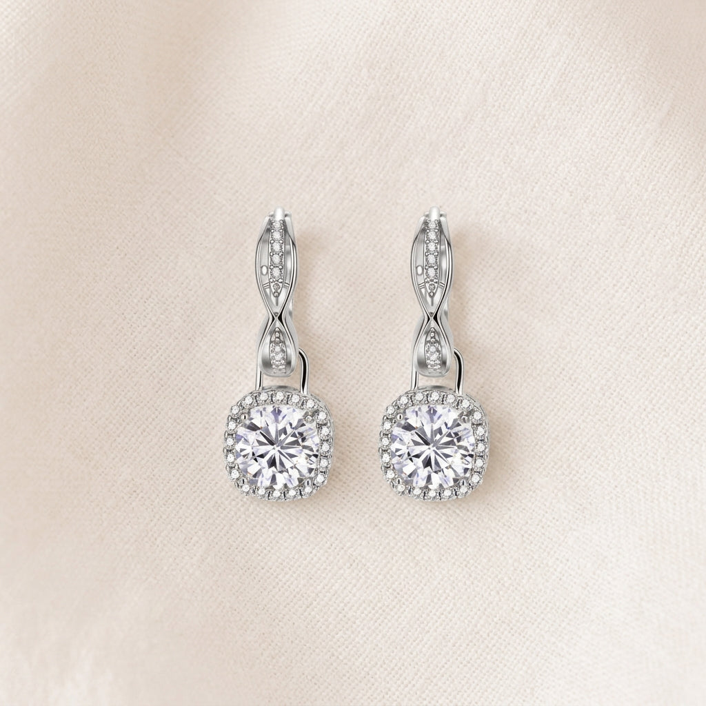 Twisted Infinity Halo Moissanite Earrings by AlbaLuxe AlbaLuxe