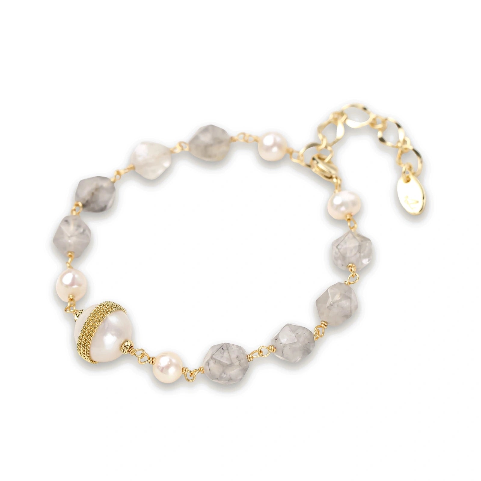 Baroque Pearl Crystal Bracelet by AlbaLuxe
