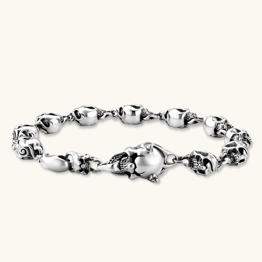 Sterling Silver Scrollwork Skull Link Bracelet by AlbaLuxe AlbaLuxe