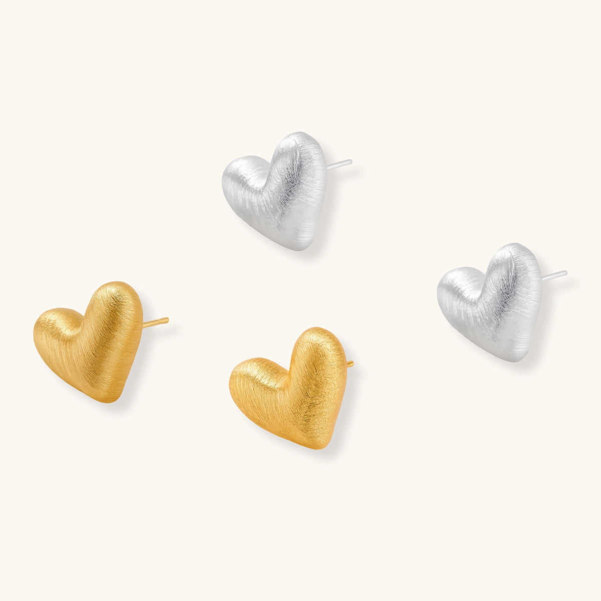 Brushed Heart Studs by AlbaLuxe AlbaLuxe
