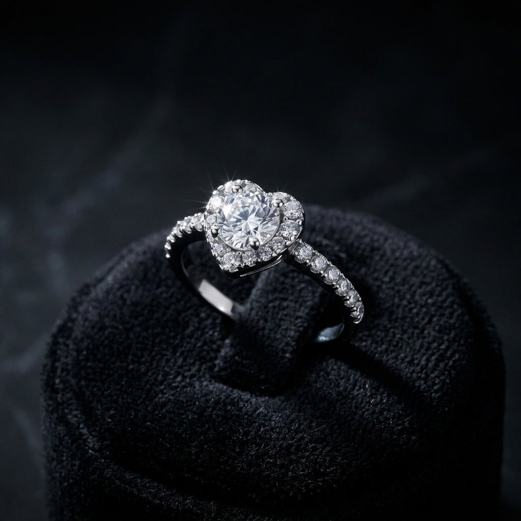 Heart Halo Moissanite Ring by AlbaLuxe AlbaLuxe