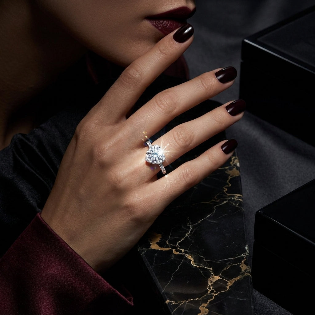 Heart Halo Moissanite Ring by AlbaLuxe AlbaLuxe