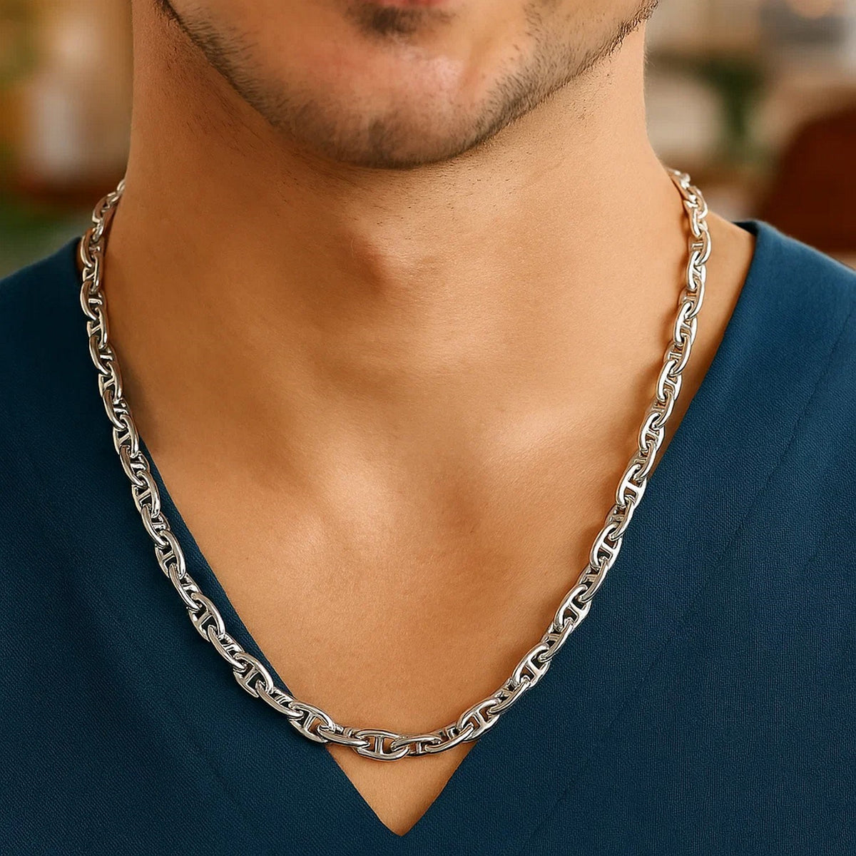 Sterling Silver Anchor Chain Necklace (6.40 mm) Alba Luxe