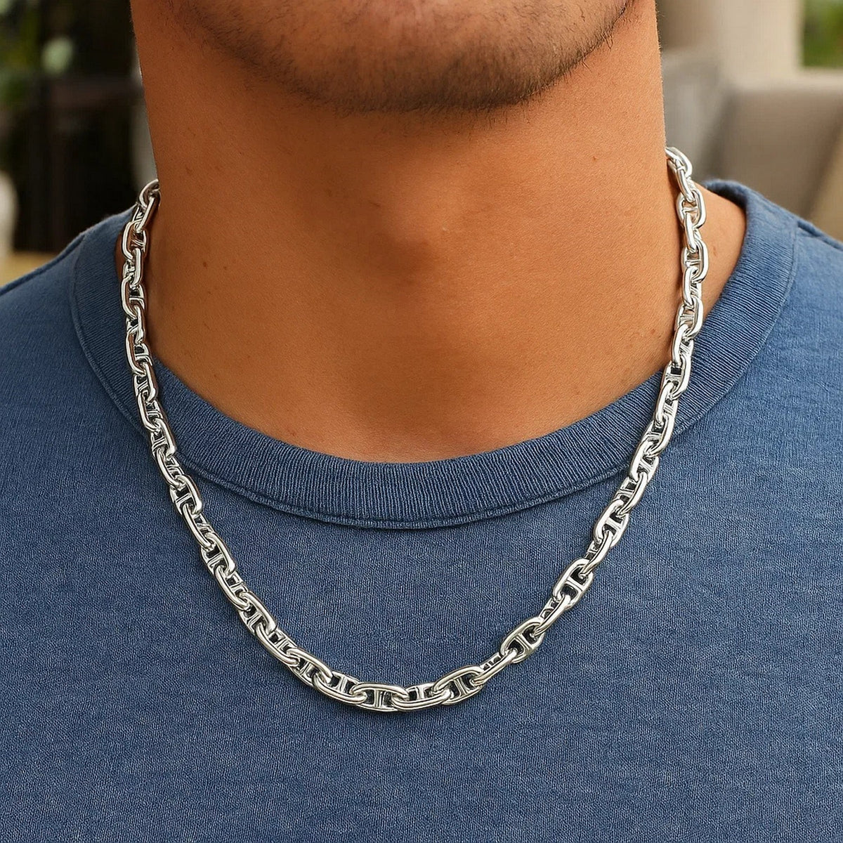 Sterling Silver Anchor Chain Necklace (6.40 mm) Alba Luxe