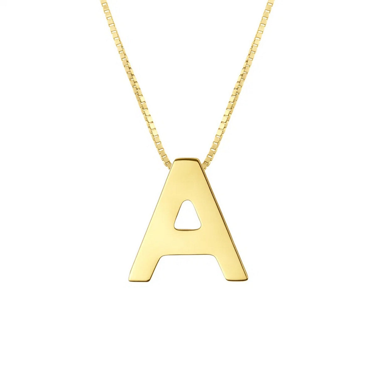14K Yellow Gold Yours Truly Block Letter Initial A Necklace Alba Luxe