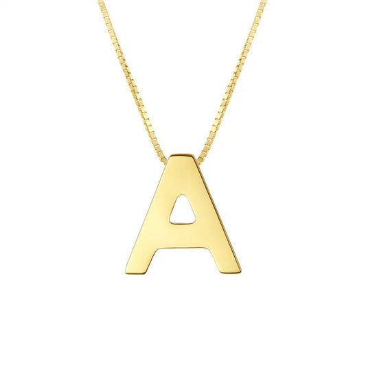 14K Yellow Gold Yours Truly Block Letter Initial A Necklace Alba Luxe